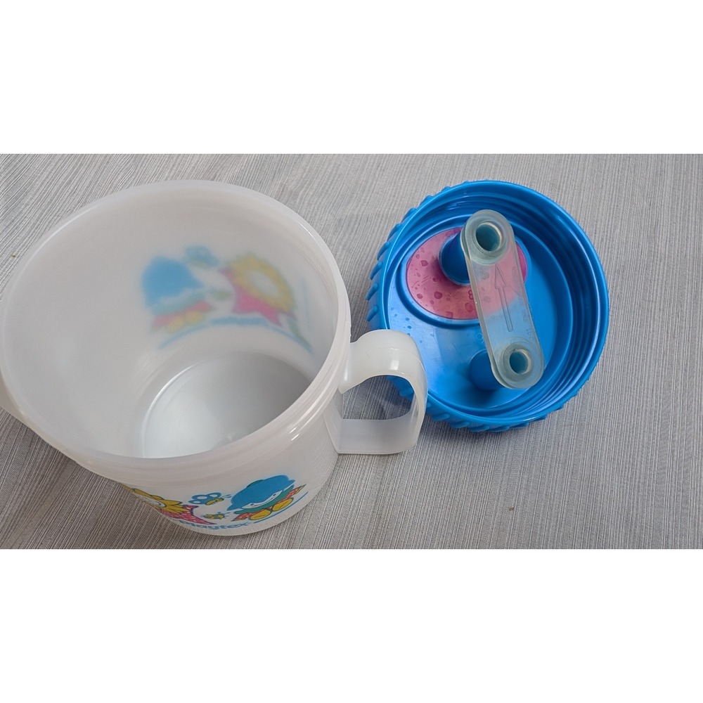 Playtex Vintage 1997 Spill Proof Sippy Cup White Blue Pink Plastic Retro Baby - Picture 5 of 5